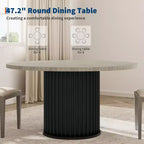 Table à manger ronde 47 pouces pour 4 à 6 personnes, table de salle à manger avec base piédestal métallique robuste en forme de vague, table de cuisine industrielle pour salle à manger, cuisine