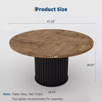 Table à manger ronde 47 pouces pour 4 à 6 personnes, table de salle à manger avec base piédestal métallique robuste en forme de vague, table de cuisine industrielle pour salle à manger, cuisine