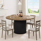 Table à manger ronde 47 pouces pour 4 à 6 personnes, table de salle à manger avec base piédestal métallique robuste en forme de vague, table de cuisine industrielle pour salle à manger, cuisine