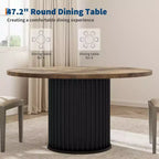 Table à manger ronde 47 pouces pour 4 à 6 personnes, table de salle à manger avec base piédestal métallique robuste en forme de vague, table de cuisine industrielle pour salle à manger, cuisine