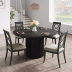 Table à manger ronde 47 pouces pour 4 à 6 personnes, table de salle à manger avec base piédestal métallique robuste en forme de vague, table de cuisine industrielle pour salle à manger, cuisine