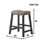 Lot de 2 tabourets de comptoir Okak 25 pouces, tabourets de bar rustiques sans dossier avec assise en cuir et finition vieillie, sièges de ferme peu encombrants