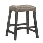 Lot de 2 tabourets de comptoir Okak 25 pouces, tabourets de bar rustiques sans dossier avec assise en cuir et finition vieillie, sièges de ferme peu encombrants