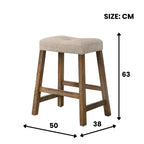 Lot de 2 tabourets de comptoir Okak 25 pouces, tabourets de bar rustiques sans dossier avec assise en cuir et finition vieillie, sièges de ferme peu encombrants