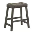 Lot de 2 tabourets de comptoir Okak 25 pouces, tabourets de bar rustiques sans dossier avec assise en cuir et finition vieillie, sièges de ferme peu encombrants