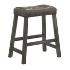 Lot de 2 tabourets de comptoir Okak 25 pouces, tabourets de bar rustiques sans dossier avec assise en cuir et finition vieillie, sièges de ferme peu encombrants