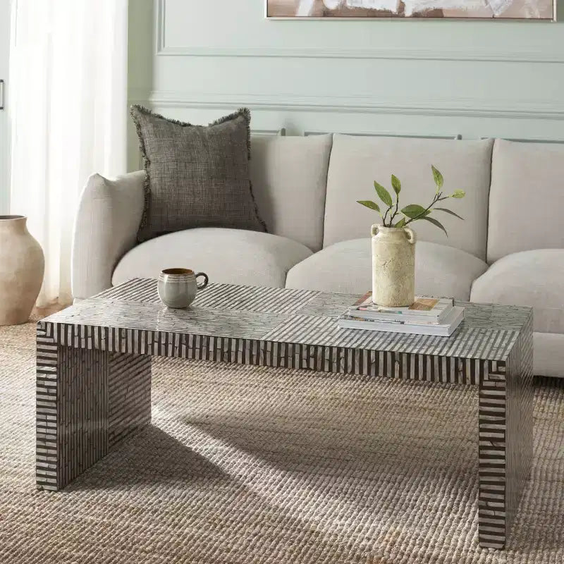 Table basse rectangulaire Hamza - COF1805A - Argent/Noir - Safavieh