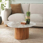 Table basse en marbre Augsburg - COF2900A-2BX - Blanc cassé/Noyer - Safavieh