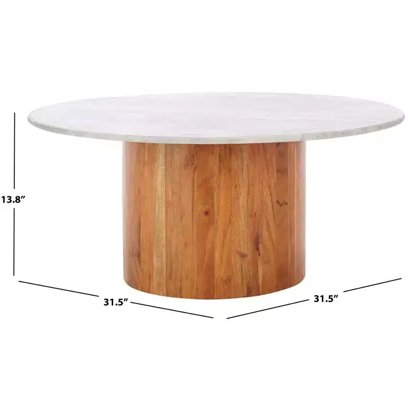 Table basse en marbre Augsburg - COF2900A-2BX - Blanc cassé/Noyer - Safavieh