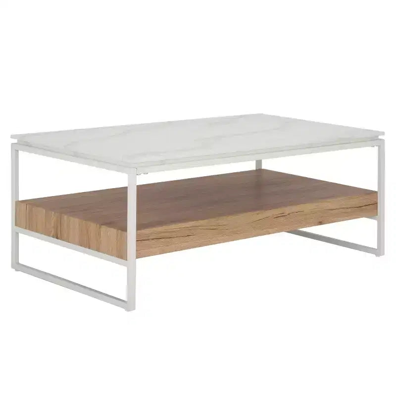Table basse Aurélien - COF7016A - Marbre blanc/Naturel - Safavieh