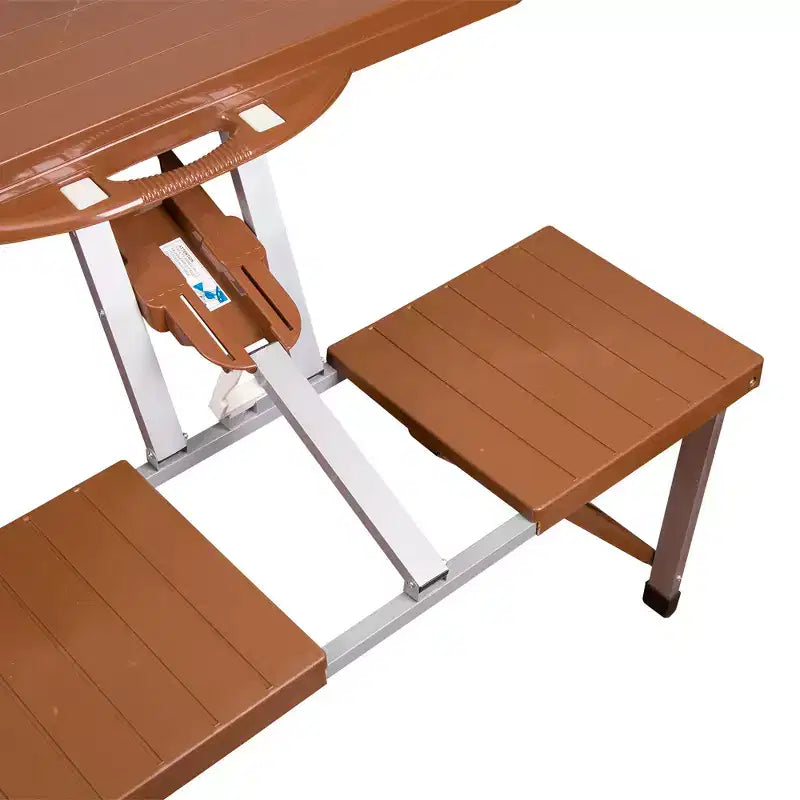Stansport Table de pique-nique et parasol motif bois