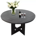 Round Dining Table for 4, 43.3 Inches Farmhouse Dining Table with Pedestal Base, Circle Kitchen Tables for Dining Room