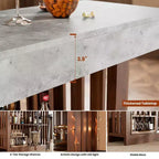 Table de bar longue de 63 pouces, table de pub à hauteur de comptoir avec 2 étagères de rangement, unité de bar de petit-déjeuner moderne pour salon, salle à manger, bistrot