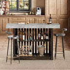 Table de bar longue de 63 pouces, table de pub à hauteur de comptoir avec 2 étagères de rangement, unité de bar de petit-déjeuner moderne pour salon, salle à manger, bistrot