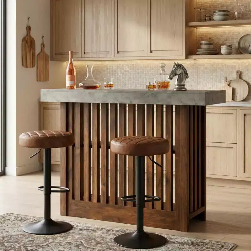 Table de bar longue de 63 pouces, table de pub à hauteur de comptoir avec 2 étagères de rangement, unité de bar de petit-déjeuner moderne pour salon, salle à manger, bistrot
