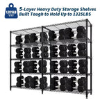Étagères de Rangement Métalliques Robustes 4/5 Niveaux, Étagères Industrielles sur Roues, Capacité 1500 kg, Unité d'Étagères Réglables pour Garage et Entrepôt