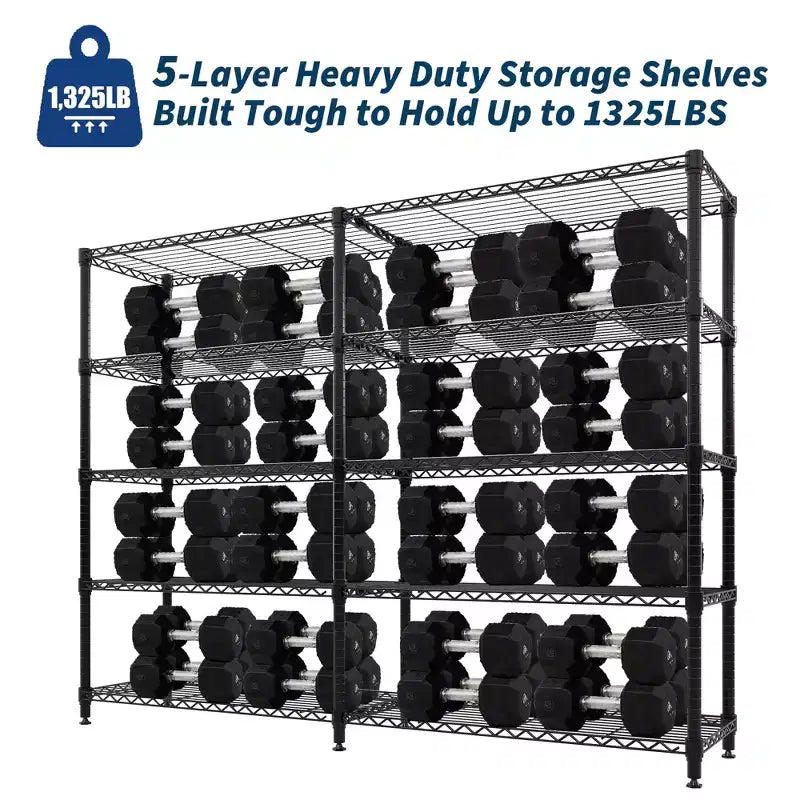 Étagères de Rangement Métalliques Robustes 4/5 Niveaux, Étagères Industrielles sur Roues, Capacité 1500 kg, Unité d'Étagères Réglables pour Garage et Entrepôt