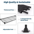 Étagères de Rangement Métalliques Robustes 4/5 Niveaux, Étagères Industrielles sur Roues, Capacité 1500 kg, Unité d'Étagères Réglables pour Garage et Entrepôt