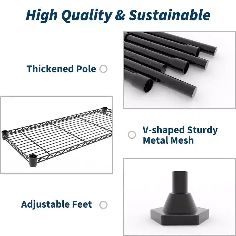 Étagères de Rangement Métalliques Robustes 4/5 Niveaux, Étagères Industrielles sur Roues, Capacité 1500 kg, Unité d'Étagères Réglables pour Garage et Entrepôt