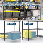 Étagères de Rangement Métalliques Robustes 4/5 Niveaux, Étagères Industrielles sur Roues, Capacité 1500 kg, Unité d'Étagères Réglables pour Garage et Entrepôt