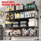 Étagères de Rangement Métalliques Robustes 4/5 Niveaux, Étagères Industrielles sur Roues, Capacité 1500 kg, Unité d'Étagères Réglables pour Garage et Entrepôt