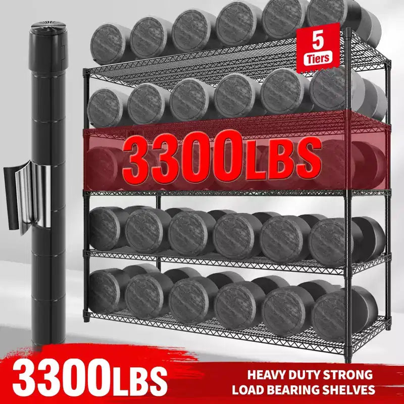 Étagères de Rangement Métalliques Robustes 4/5 Niveaux, Étagères Industrielles sur Roues, Capacité 1500 kg, Unité d'Étagères Réglables pour Garage et Entrepôt