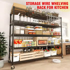 Étagères de Rangement Métalliques Robustes 4/5 Niveaux, Étagères Industrielles sur Roues, Capacité 1500 kg, Unité d'Étagères Réglables pour Garage et Entrepôt
