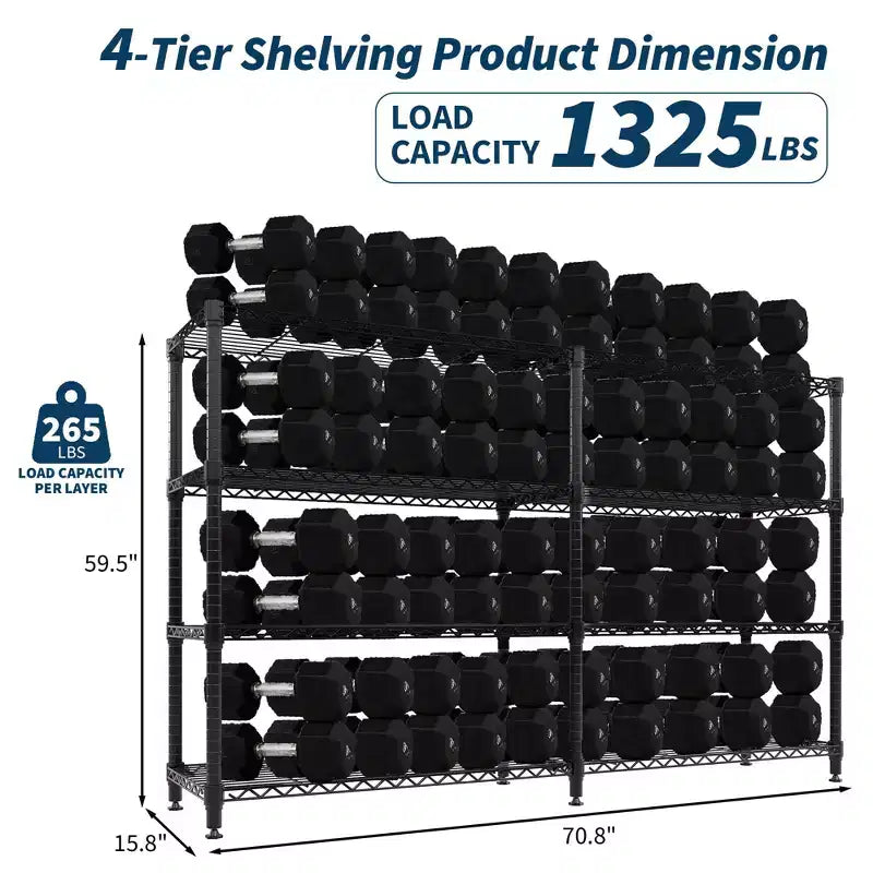 Étagères de Rangement Métalliques Robustes 4/5 Niveaux, Étagères Industrielles sur Roues, Capacité 1500 kg, Unité d'Étagères Réglables pour Garage et Entrepôt