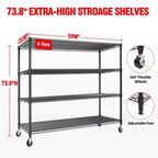 Étagères de Rangement Métalliques Robustes 4/5 Niveaux, Étagères Industrielles sur Roues, Capacité 1500 kg, Unité d'Étagères Réglables pour Garage et Entrepôt