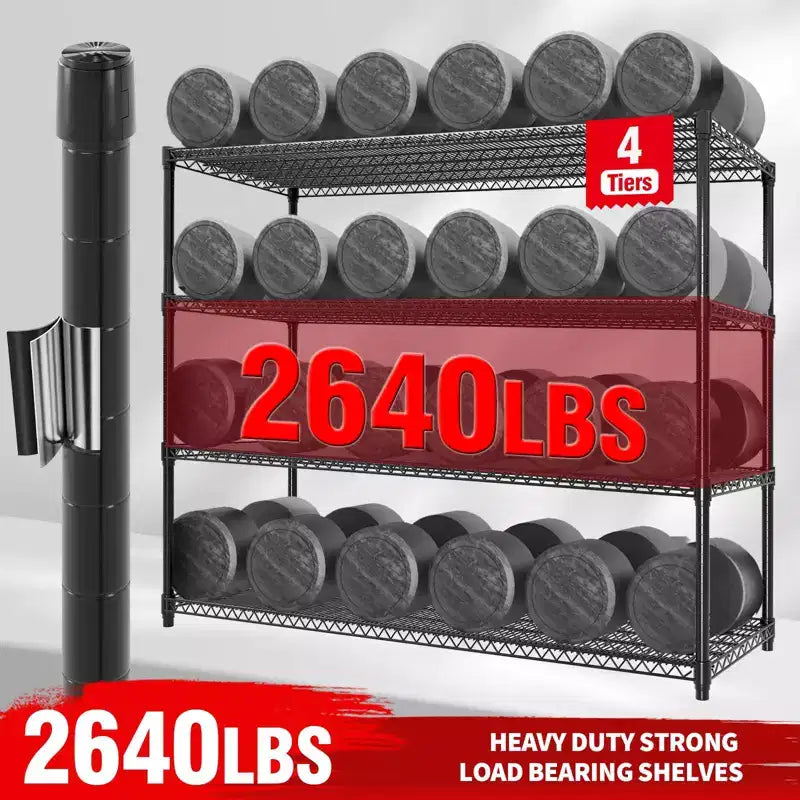 Étagères de Rangement Métalliques Robustes 4/5 Niveaux, Étagères Industrielles sur Roues, Capacité 1500 kg, Unité d'Étagères Réglables pour Garage et Entrepôt