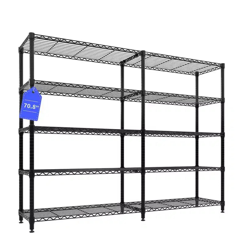 Étagères de Rangement Métalliques Robustes 4/5 Niveaux, Étagères Industrielles sur Roues, Capacité 1500 kg, Unité d'Étagères Réglables pour Garage et Entrepôt