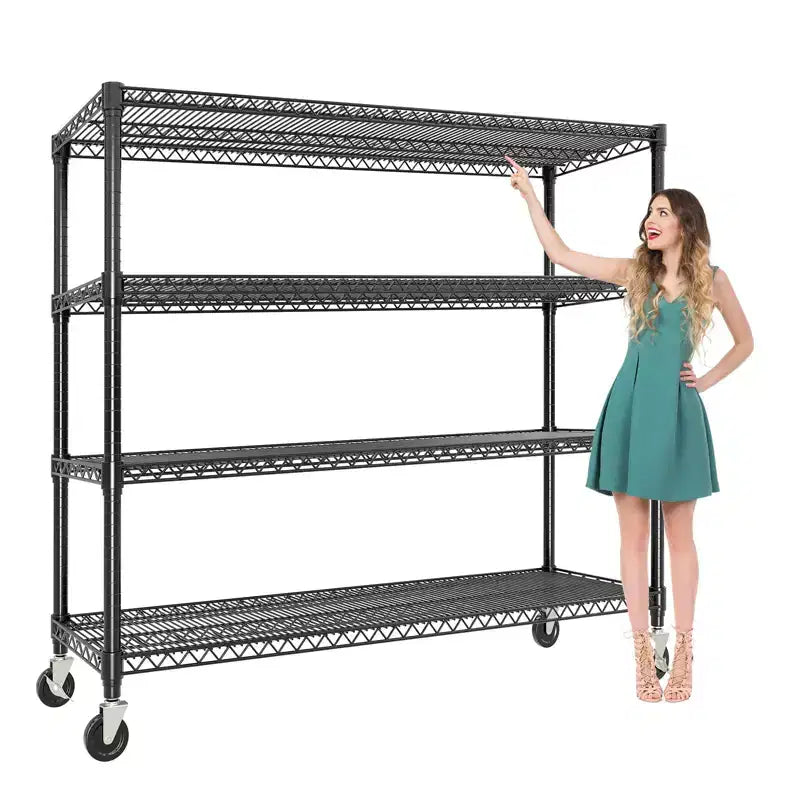 Étagères de Rangement Métalliques Robustes 4/5 Niveaux, Étagères Industrielles sur Roues, Capacité 1500 kg, Unité d'Étagères Réglables pour Garage et Entrepôt