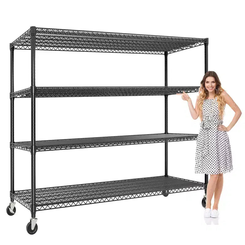 Étagères de Rangement Métalliques Robustes 4/5 Niveaux, Étagères Industrielles sur Roues, Capacité 1500 kg, Unité d'Étagères Réglables pour Garage et Entrepôt