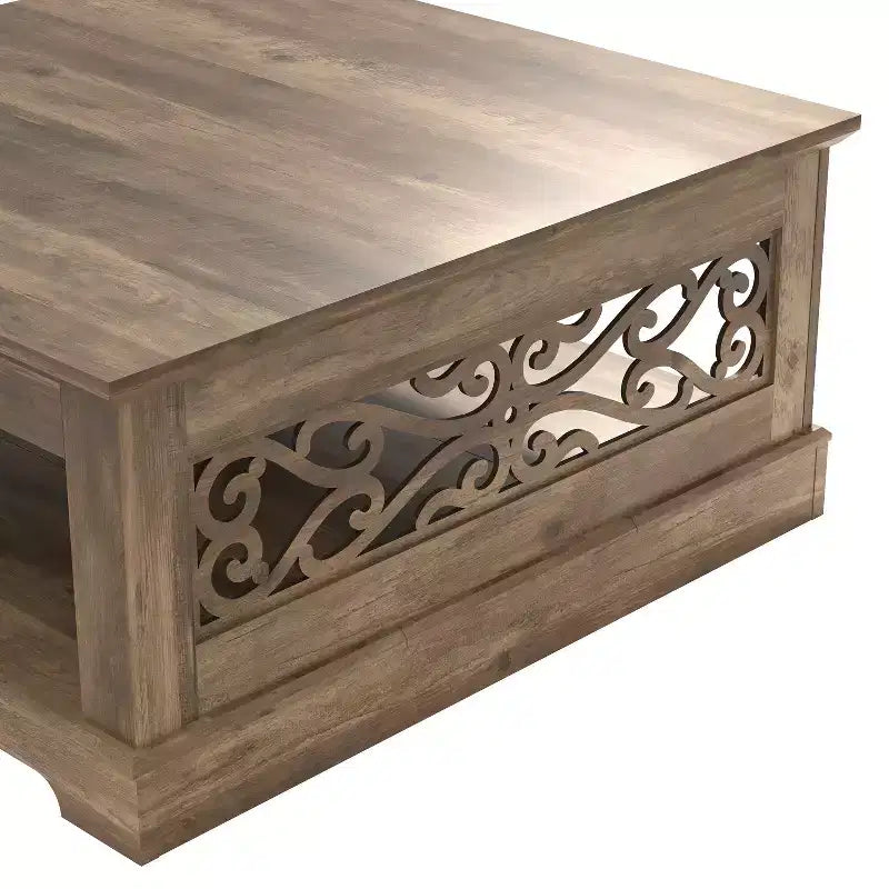 Table basse en bois Galano avec étagère de rangement 88,4 L x 88,4 P x 40,9 H cm