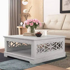 Table basse en bois Galano avec étagère de rangement 88,4 L x 88,4 P x 40,9 H cm