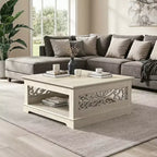 Table basse en bois Galano avec étagère de rangement 88,4 L x 88,4 P x 40,9 H cm