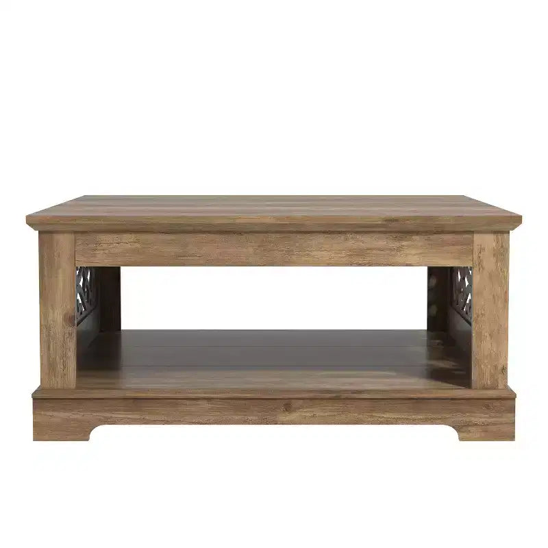 Table basse en bois Galano avec étagère de rangement 88,4 L x 88,4 P x 40,9 H cm
