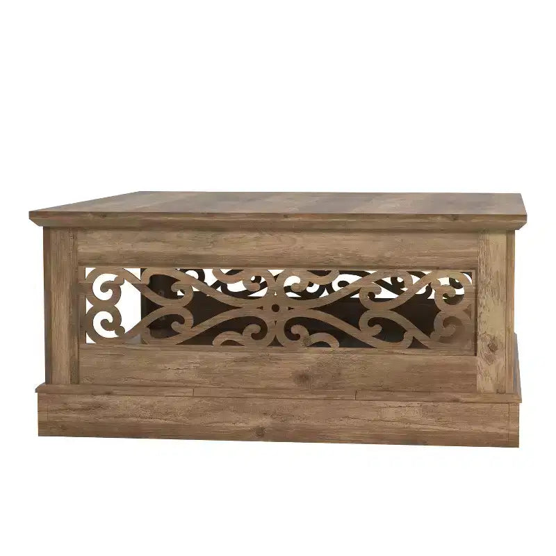 Table basse en bois Galano avec étagère de rangement 88,4 L x 88,4 P x 40,9 H cm