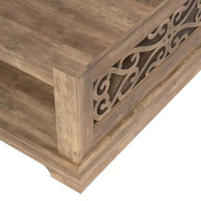 Table basse en bois Galano avec étagère de rangement 88,4 L x 88,4 P x 40,9 H cm