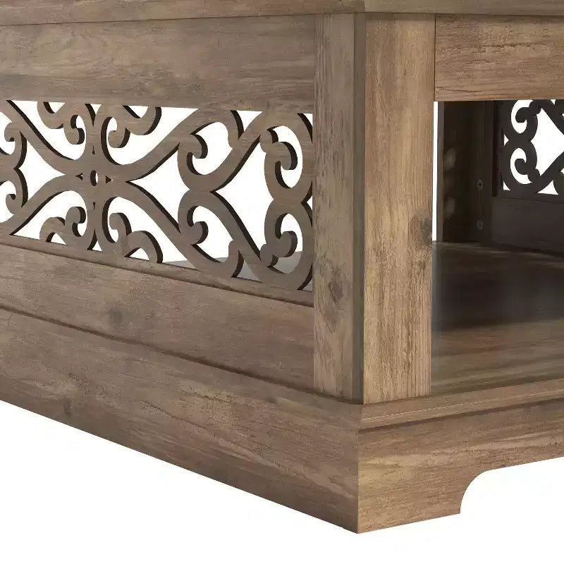 Table basse en bois Galano avec étagère de rangement 88,4 L x 88,4 P x 40,9 H cm