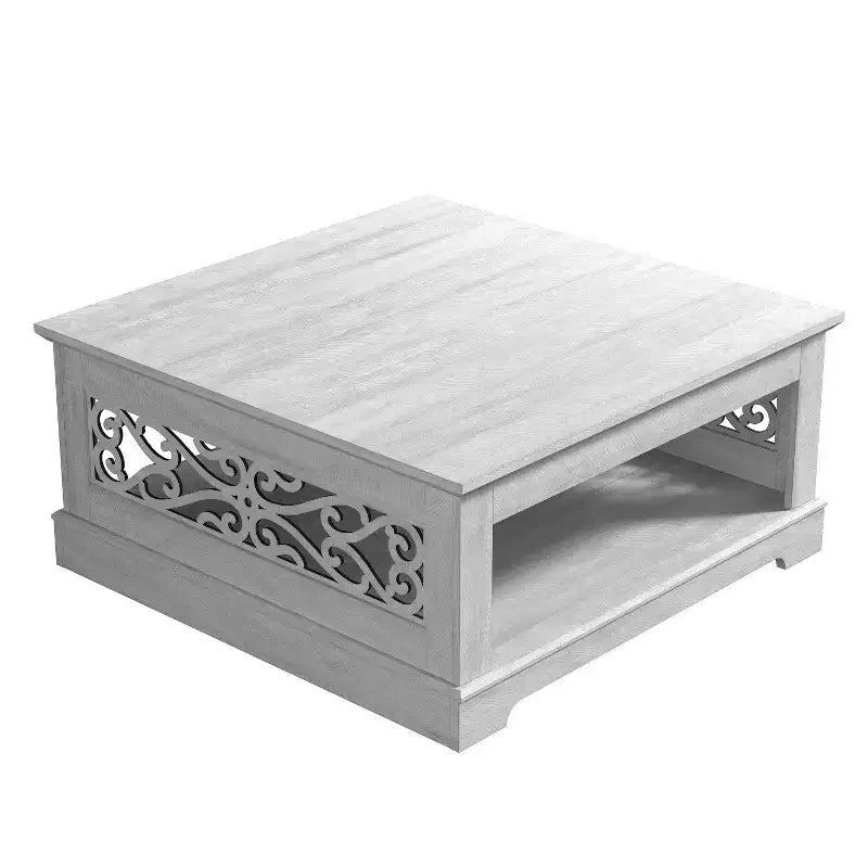 Table basse en bois Galano avec étagère de rangement 88,4 L x 88,4 P x 40,9 H cm