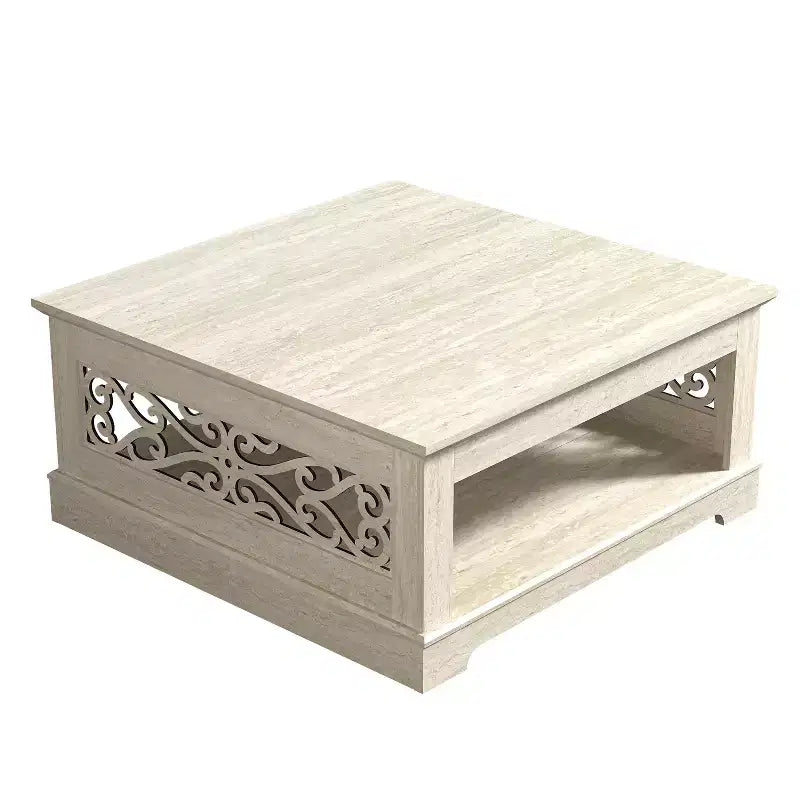 Table basse en bois Galano avec étagère de rangement 88,4 L x 88,4 P x 40,9 H cm