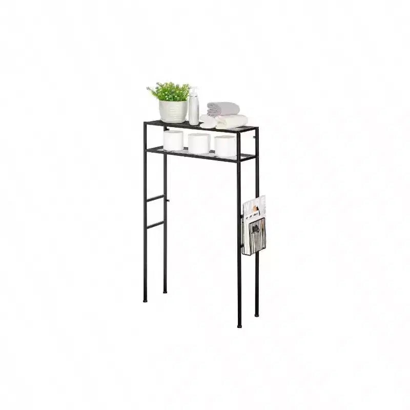 2 étagères de rangement à poser au-dessus des toilettes, étagère de salle de bain en métal, étagère de rangement autoportante au-dessus des toilettes avec 1 porte-revues