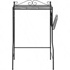 Étagère autonome de salle de bain en métal noir à placer au-dessus des toilettes, avec motifs volutes vintage et panier à magazines