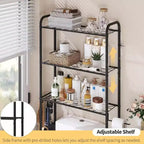 Étagère de rangement WC 3 niveaux en métal robuste pour salle de bain, organiseur autoportant avec étagères larges pour serviettes, papier toilette, noir