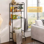Étagère de rangement WC 3 niveaux en métal robuste pour salle de bain, organiseur autoportant avec étagères larges pour serviettes, papier toilette, noir