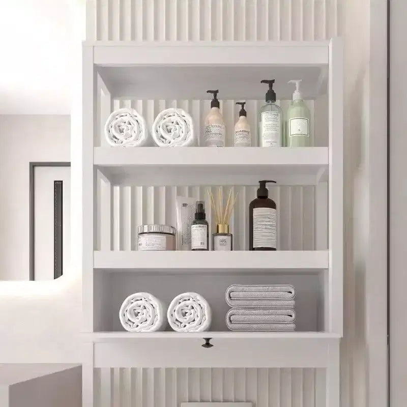 Meuble de rangement au-dessus des toilettes à 3 niveaux, organisateur de salle de bain avec porte en rotin, économiseur d'espace en bois pour toilettes, salle de bain, buanderie