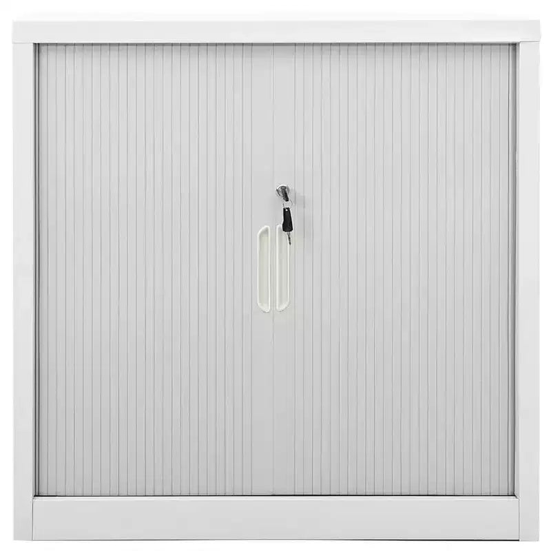 vidaXL Meuble de Rangement à Portes Coulissantes Acier Blanc Meuble à Portes Coulissantes Moyen
