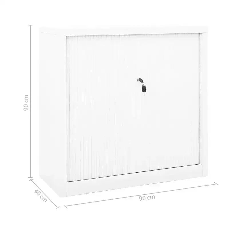 vidaXL Meuble de Rangement à Portes Coulissantes Acier Blanc Meuble à Portes Coulissantes Moyen