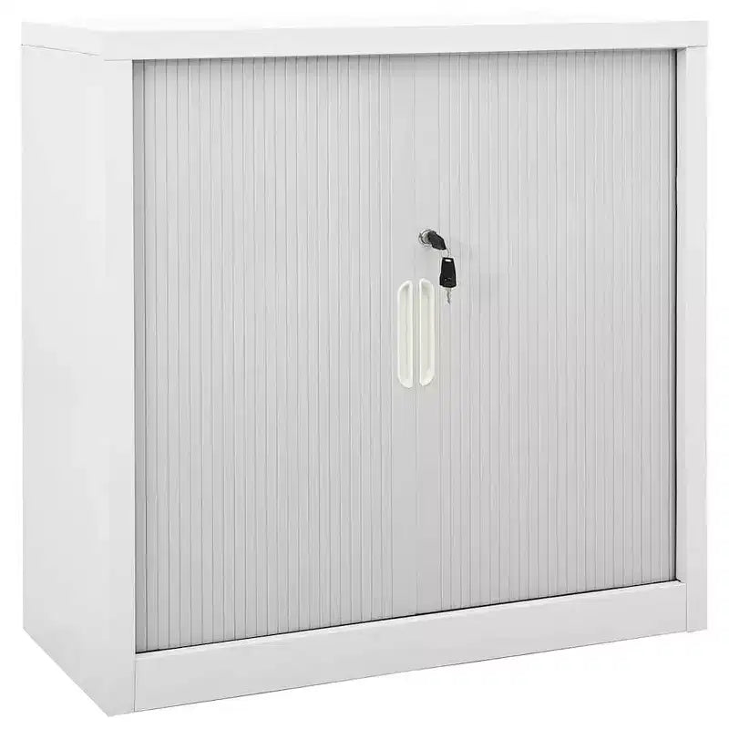 vidaXL Meuble de Rangement à Portes Coulissantes Acier Blanc Meuble à Portes Coulissantes Moyen